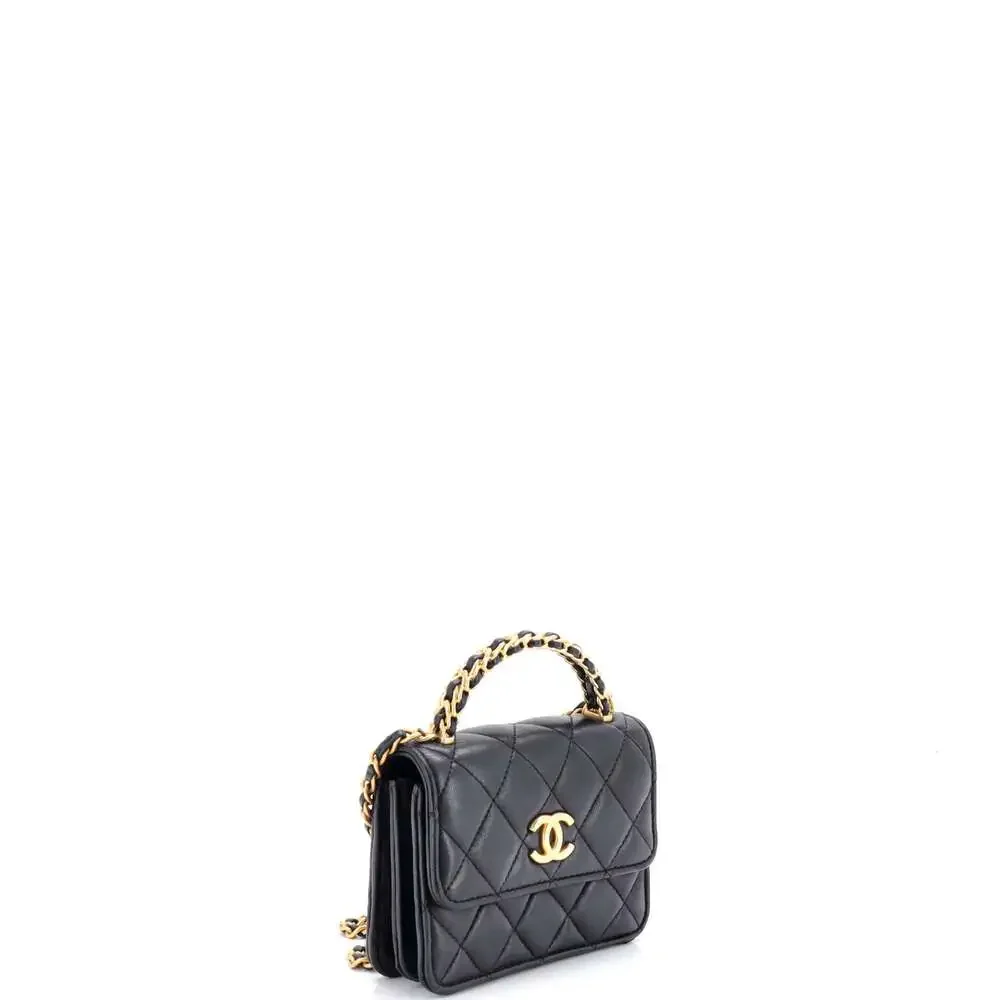 Chanel Woven Top Handle Cc Flap Clutch #219385C44B
